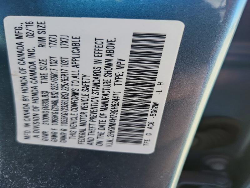 68608186 :رقم المزاد ، 2HKRM4H79GH634411 vin ، 2016 Honda Cr-v مزاد بيع
