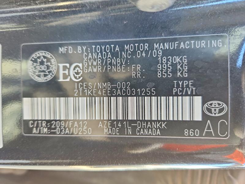 Aukcja sprzedaży 2010 Toyota Corolla Matrix, vin: 2T1KE4EE3AC031255, numer aukcji: 69919656