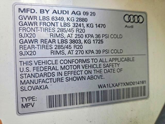 Продаж на аукціоні авто 2021 Audi Q7, vin: WA1LXAF7XMD014161, номер лоту: 67792676