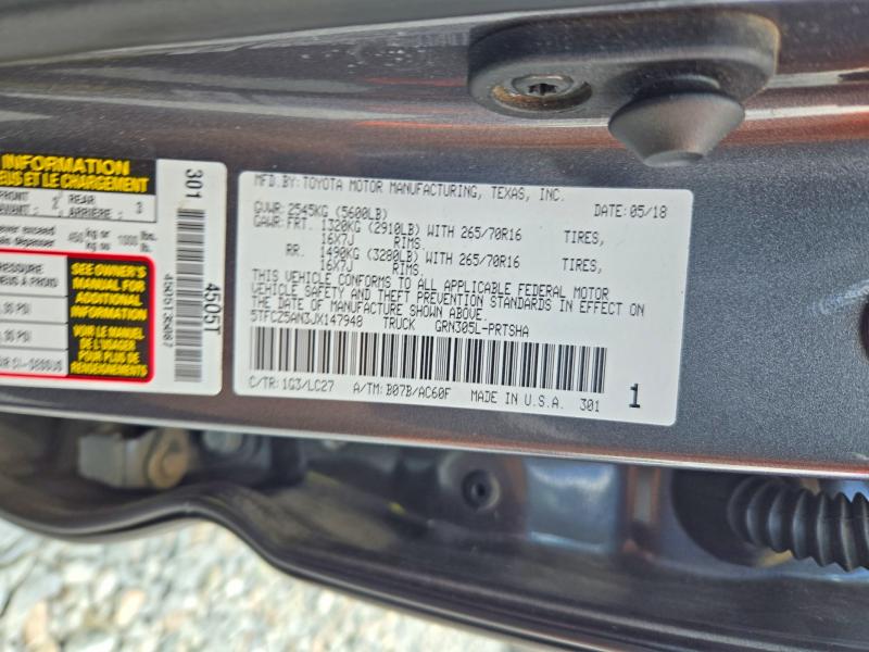 2018 Toyota Tacoma მანქანა იყიდება აუქციონზე, vin: 5TFCZ5AN3JX147948, აუქციონის ნომერი: 70483136