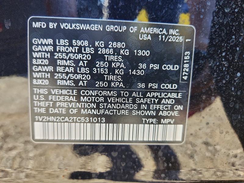 Aukcja sprzedaży 2026 Volkswagen Atlas, vin: 1V2HN2CA2TC531013, numer aukcji: 68705036