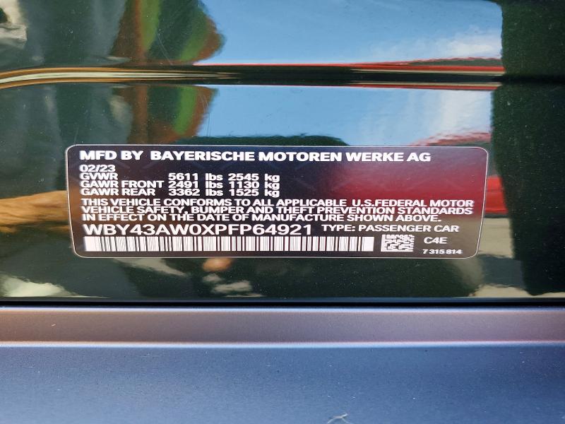 Aukcja sprzedaży 2023 Bmw I4, vin: WBY43AW0XPFP64921, numer aukcji: 67917066