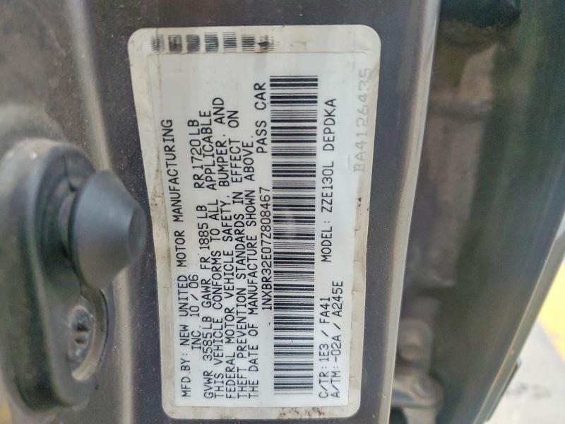 Aukcja sprzedaży 2007 Toyota Corolla, vin: 1NXBR32E07Z808467, numer aukcji: 69639186