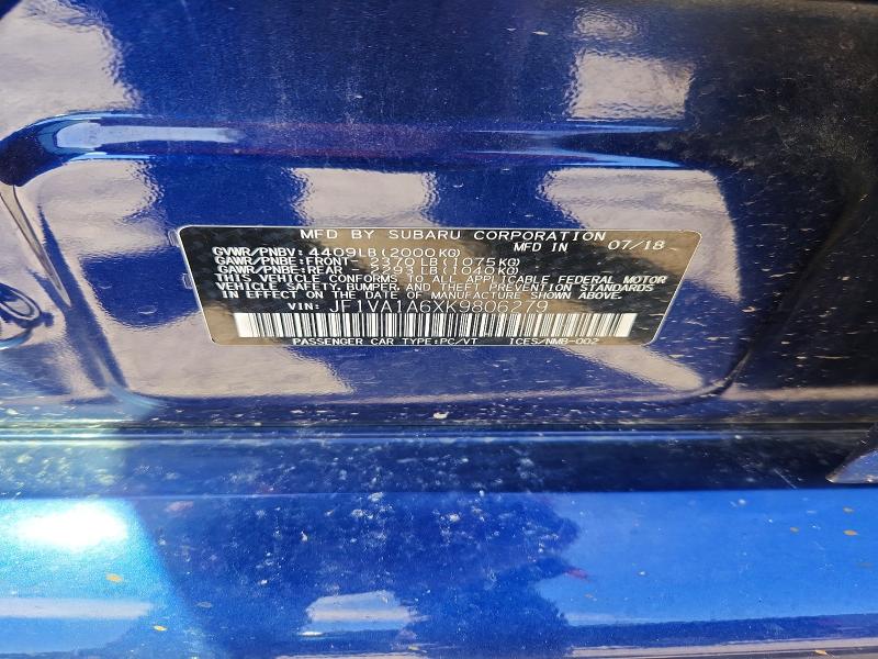 Продажа на аукционе авто 2019 Subaru Wrx, vin: JF1VA1A6XK9806279, номер лота: 70439936
