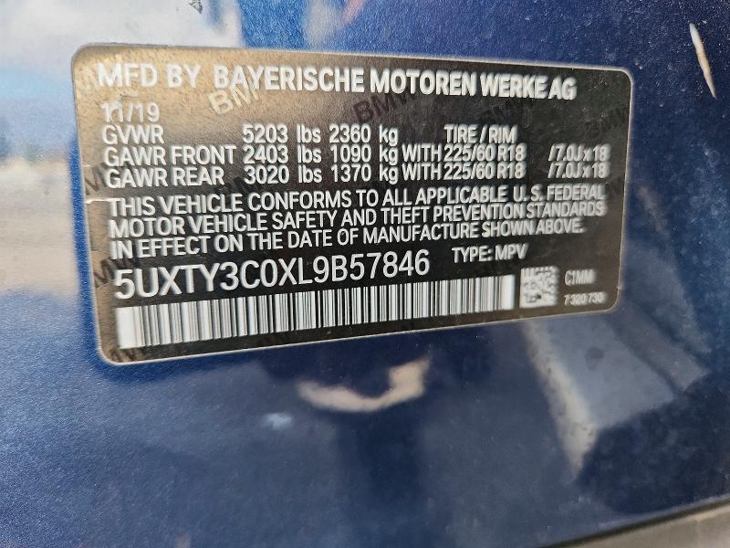 Aukcja sprzedaży 2020 Bmw X3, vin: 5UXTY3C0XL9B57846, numer aukcji: 69443476