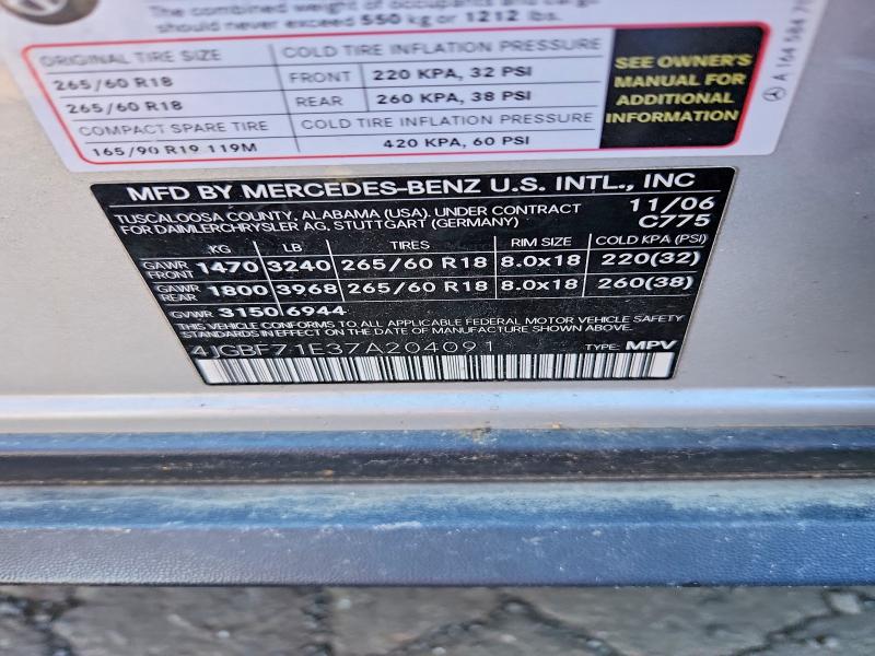 Auction sale of the 2007 Mercedes-benz Gl, vin: 4JGBF71E37A204091, lot number: 68766266
