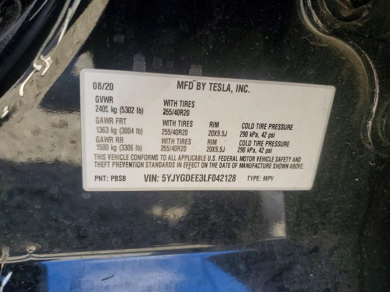 Продажа на аукционе авто 2020 Tesla Model Y, vin: 5YJYGDEE3LF042128, номер лота: 67743616