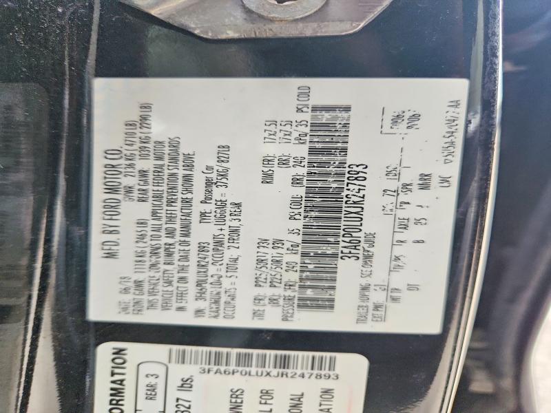 2018 Ford Fusion მანქანა იყიდება აუქციონზე, vin: 3FA6P0LUXJR247893, აუქციონის ნომერი: 68228096