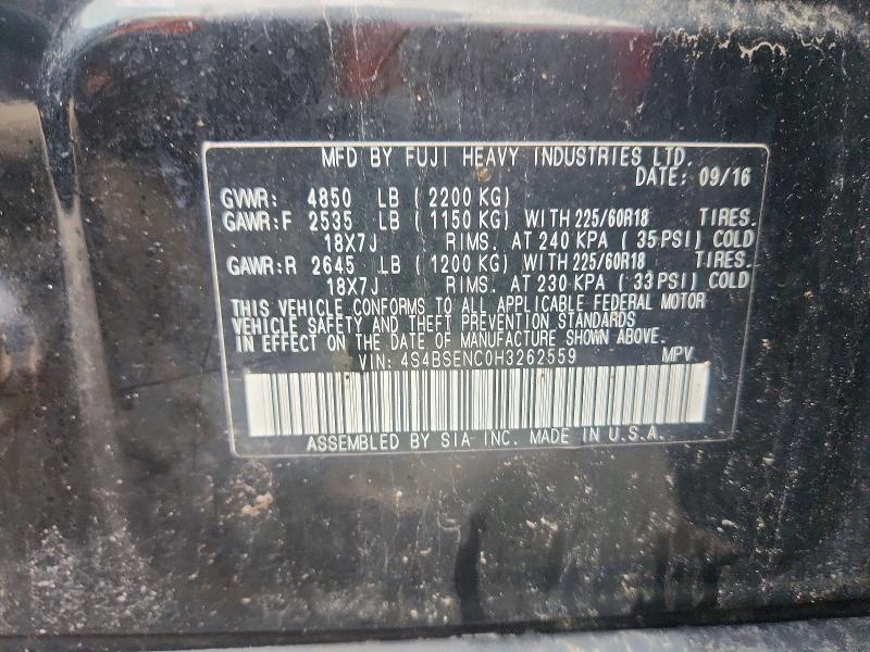 67815606 :رقم المزاد ، 4S4BSENC0H3262559 vin ، 2017 Subaru Outback مزاد بيع