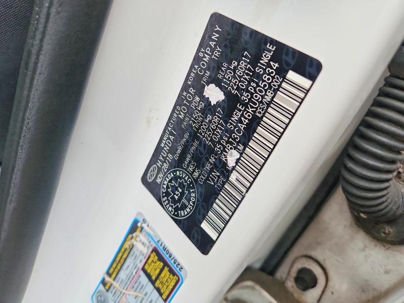 2019 Hyundai Tucson მანქანა იყიდება აუქციონზე, vin: KM8J3CA46KU905834, აუქციონის ნომერი: 69161356