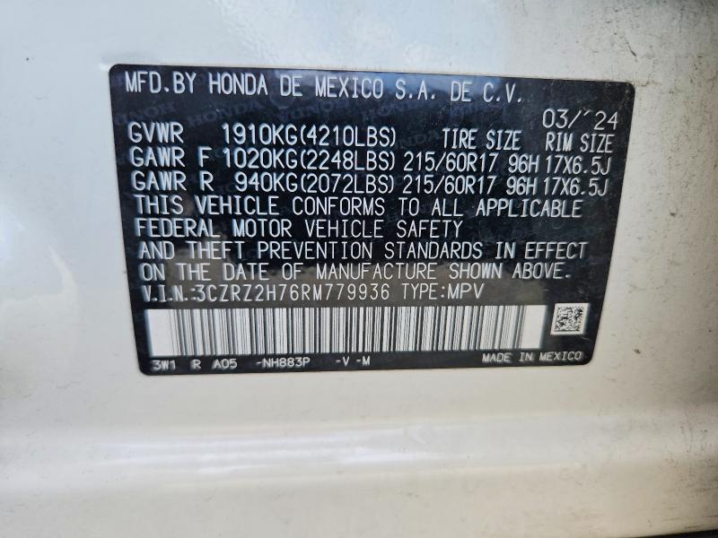 Aukcja sprzedaży 2024 Honda Hr-v, vin: 3CZRZ2H76RM779936, numer aukcji: 68500296
