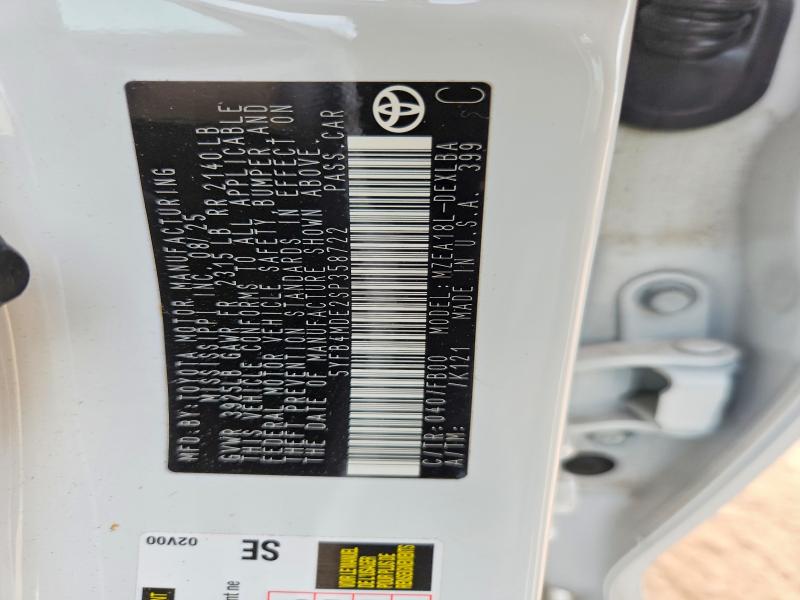 Aukcja sprzedaży 2025 Toyota Corolla, vin: 5YFB4MDE2SP358722, numer aukcji: 69363756