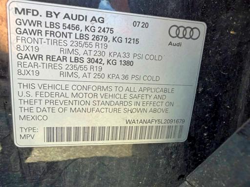 Продаж на аукціоні авто 2020 Audi Q5, vin: WA1ANAFY5L2091679, номер лоту: 70091516