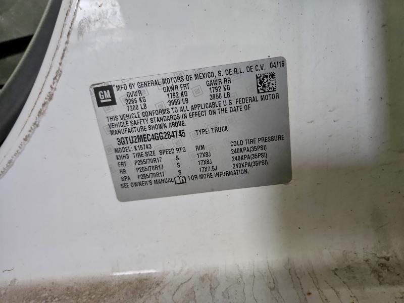 69703746 :رقم المزاد ، 3GTU2MEC4GG284745 vin ، 2016 Gmc Sierra مزاد بيع