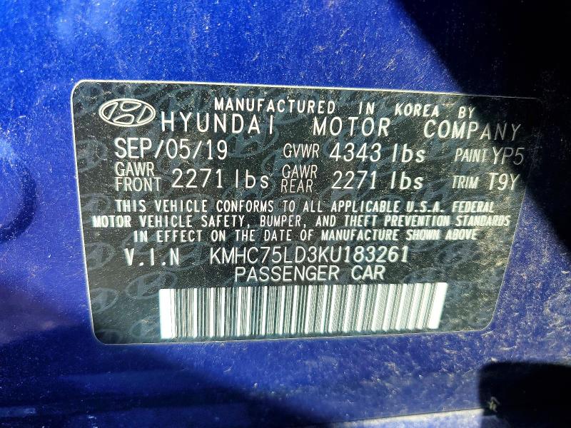 Продажа на аукционе авто 2019 Hyundai Ioniq, vin: KMHC75LD3KU183261, номер лота: 68134516