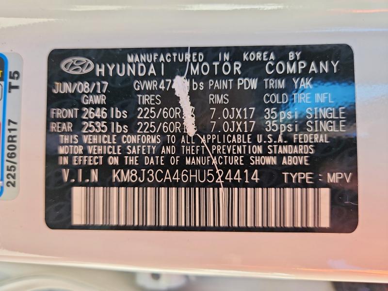 Продаж на аукціоні авто 2017 Hyundai Tucson, vin: KM8J3CA46HU524414, номер лоту: 68825266