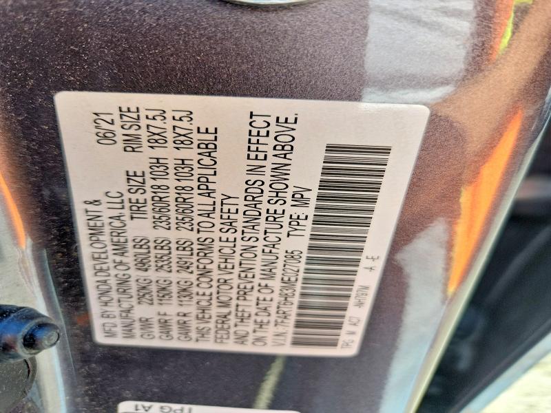 2021 Honda Cr-v მანქანა იყიდება აუქციონზე, vin: 7FART6H83ME027085, აუქციონის ნომერი: 69639666