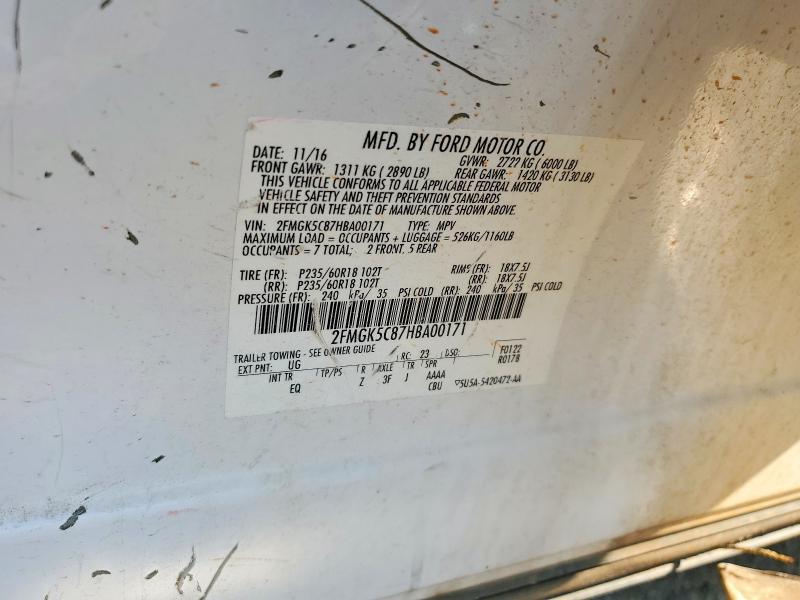 Auction sale of the 2017 Ford Flex, vin: 2FMGK5C87HBA00171        , lot number: 68866006