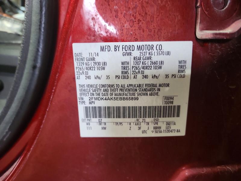 Продаж на аукціоні авто 2014 Ford Edge, vin: 2FMDK4AK5EBB65899, номер лоту: 69214816