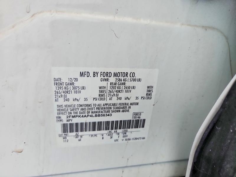 2020 Ford Edge მანქანა იყიდება აუქციონზე, vin: 2FMPK4AP4LBB56343, აუქციონის ნომერი: 69855536