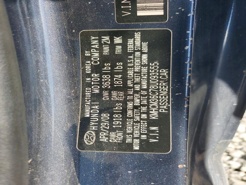 70646956 :رقم المزاد ، KMHCM36C78U093555 vin ، 2008 Hyundai Accent مزاد بيع