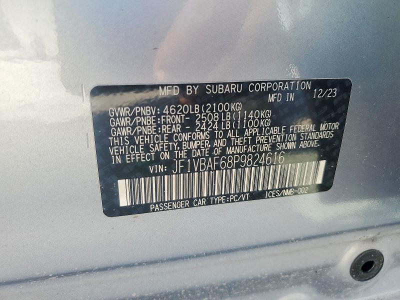 Продажа на аукционе авто 2023 Subaru Wrx, vin: JF1VBAF68P9824616, номер лота: 70622026