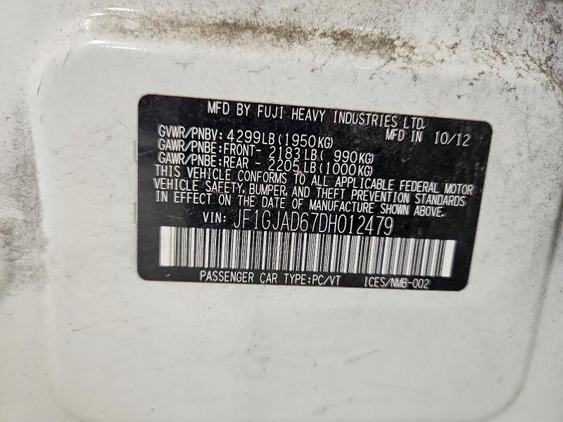 Продажа на аукционе авто 2013 Subaru Impreza, vin: JF1GJAD67DH012479, номер лота: 63023916
