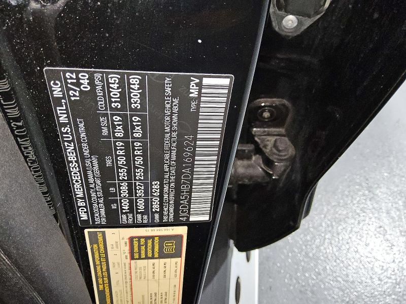 Aukcja sprzedaży 2013 Mercedes-benz Ml, vin: 4JGDA5HB7DA169624, numer aukcji: 69227976