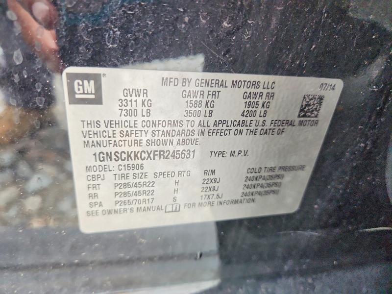 Продаж на аукціоні авто 2015 Chevrolet Suburban, vin: 1GNSCKKCXFR245631, номер лоту: 67224876