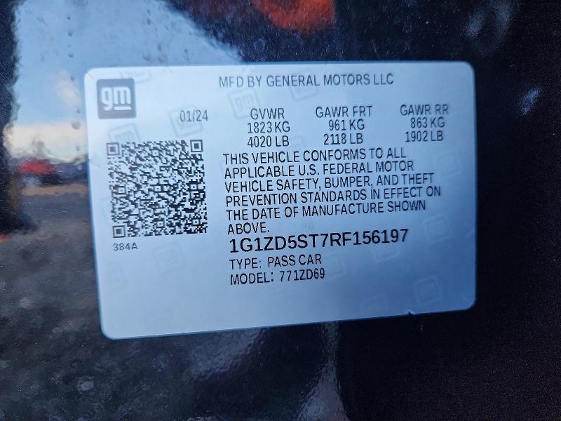 Aukcja sprzedaży 2024 Chevrolet Malibu, vin: 1G1ZD5ST7RF156197, numer aukcji: 71019166