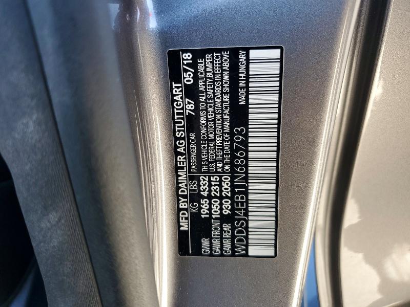 2018 Mercedes-benz Cla მანქანა იყიდება აუქციონზე, vin: WDDSJ4EB1JN686793, აუქციონის ნომერი: 69789466