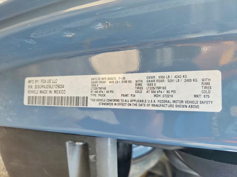 Aukcja sprzedaży 2020 Ram Promaster 3500, vin: 3C6URVJG9LE129034, numer aukcji: 67044596