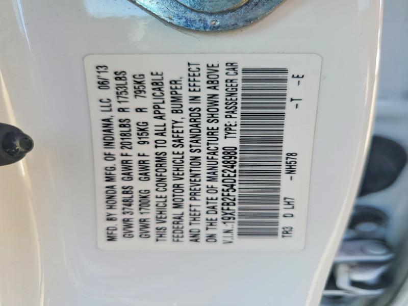 Aukcja sprzedaży 2013 Honda Civic, vin: 19XFB2F54DE248980, numer aukcji: 68702726
