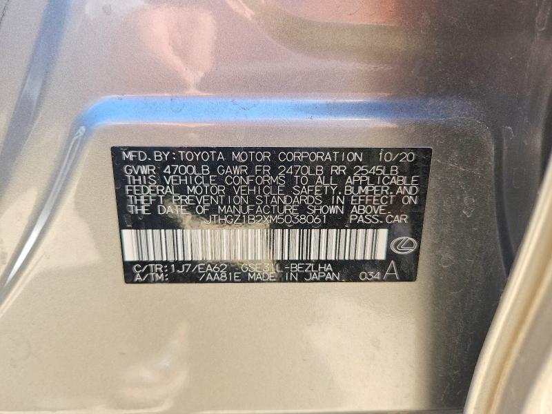 Aukcja sprzedaży 2021 Lexus Is, vin: JTHGZ1B2XM5038061, numer aukcji: 67214496