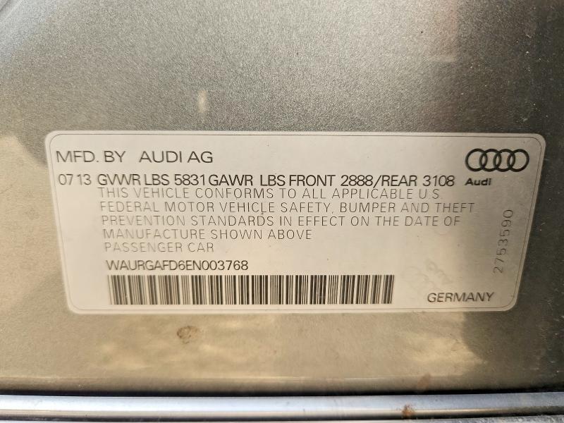 2014 Audi A8 მანქანა იყიდება აუქციონზე, vin: WAURGAFD6EN003768, აუქციონის ნომერი: 67851806
