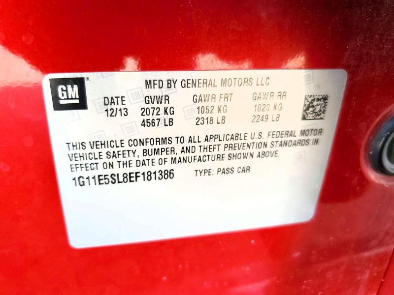 2014 Chevrolet Malibu მანქანა იყიდება აუქციონზე, vin: 1G11E5SL8EF181386, აუქციონის ნომერი: 69042476