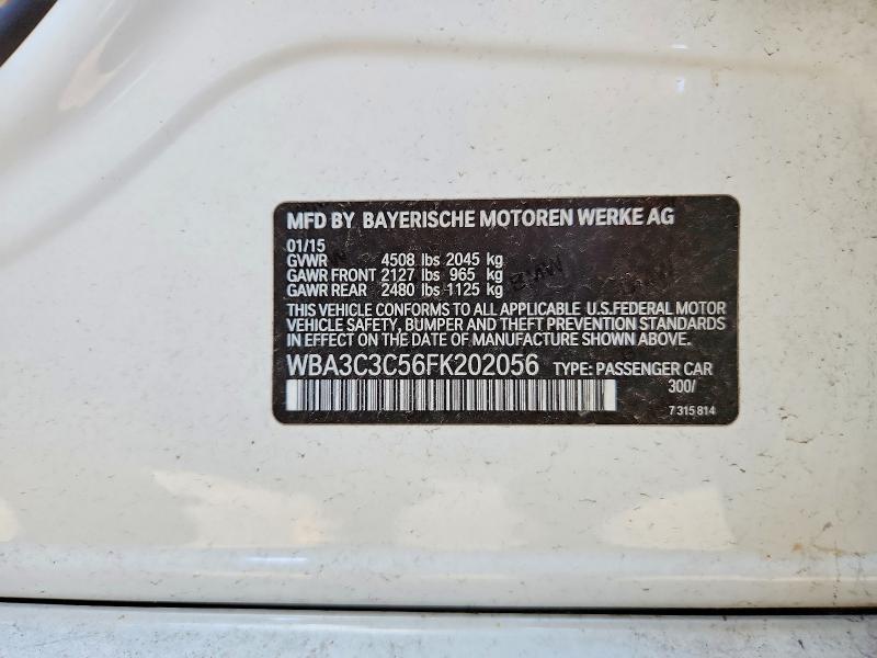 2015 Bmw 320 მანქანა იყიდება აუქციონზე, vin: WBA3C3C56FK202056, აუქციონის ნომერი: 69569376