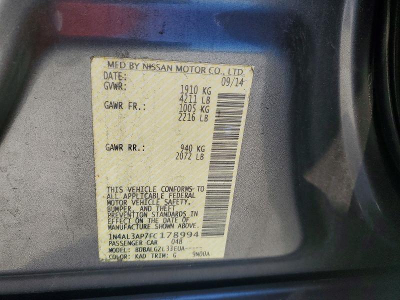 Продаж на аукціоні авто 2015 Nissan Altima, vin: 1N4AL3AP7FC178994, номер лоту: 69004846