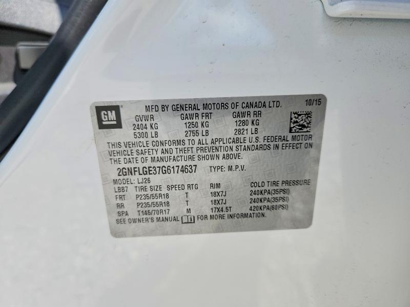 Aukcja sprzedaży 2016 Chevrolet Equinox, vin: 2GNFLGE37G6174637, numer aukcji: 68824476