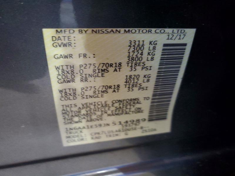 Продажа на аукционе авто 2018 Nissan Titan, vin: 1N6AA1E59JN514989, номер лота: 66985496