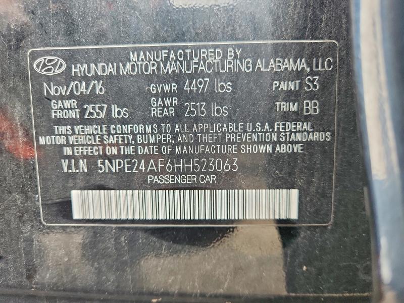 69547326 :رقم المزاد ، 5NPE24AF6HH523063 vin ، 2017 Hyundai Sonata مزاد بيع