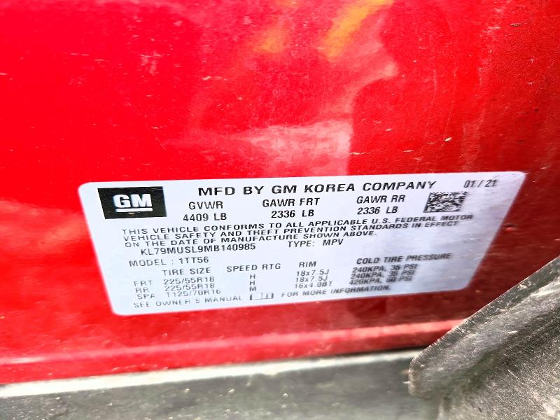 Aukcja sprzedaży 2021 Chevrolet Trailblazer, vin: KL79MUSL9MB140985, numer aukcji: 69442026