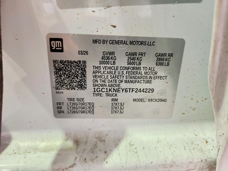 Aukcja sprzedaży 2026 Chevrolet Silverado, vin: 1GC1KNEY6TF244229, numer aukcji: 67958336