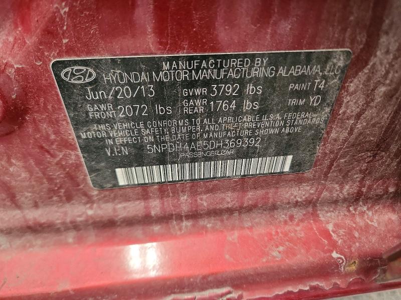 Aukcja sprzedaży 2013 Hyundai Elantra, vin: 5NPDH4AE5DH369392, numer aukcji: 70801176