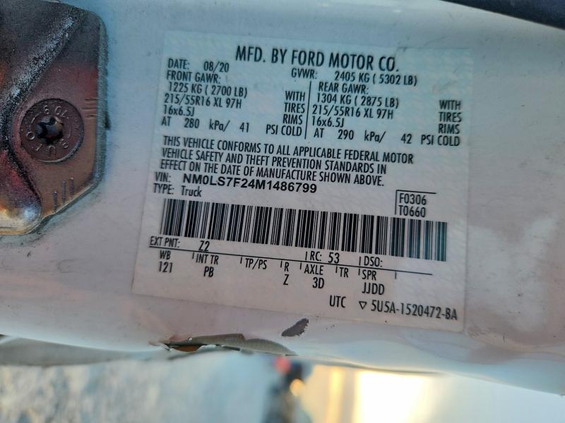 66434436 :رقم المزاد ، NM0LS7F24M1486799 vin ، 2021 Ford Transit Connect مزاد بيع