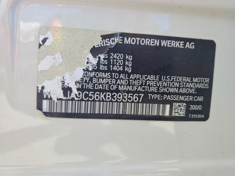 Aukcja sprzedaży 2019 Bmw 530e, vin: WBAJA9C56KB393567, numer aukcji: 70623126
