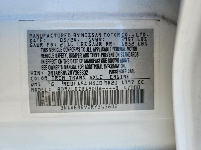 Aukcja sprzedaży 2024 Nissan Sentra, vin: 3N1AB8BV2RY363802, numer aukcji: 69920676