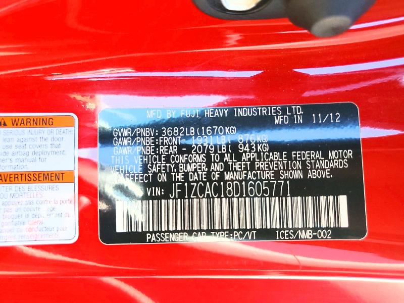Продаж на аукціоні авто 2013 Subaru Brz, vin: JF1ZCAC18D1605771, номер лоту: 68089426