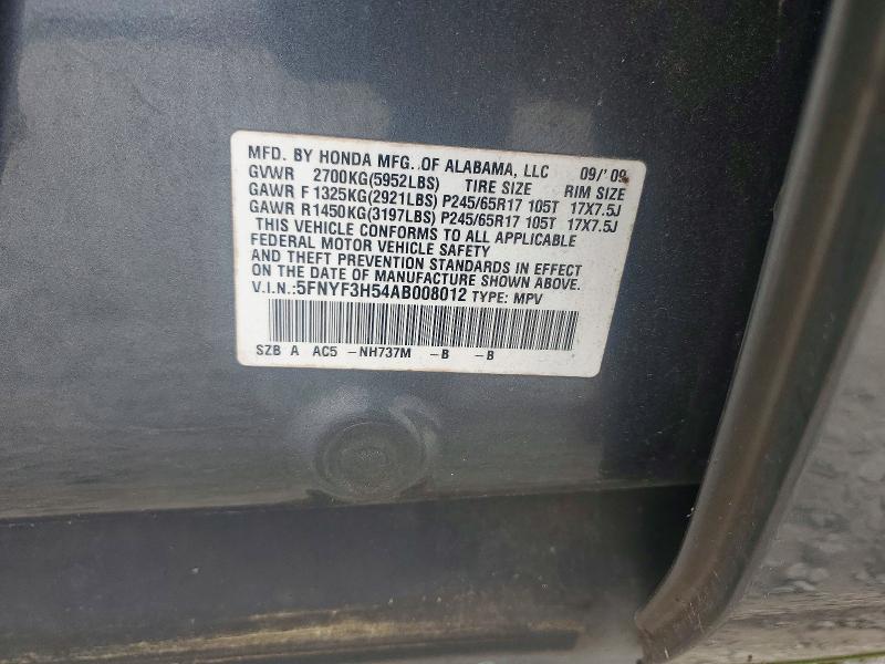 Продаж на аукціоні авто 2010 Honda Pilot, vin: 5FNYF3H54AB008012, номер лоту: 70348586