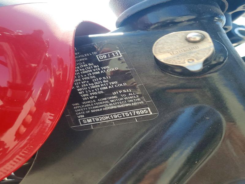 2012 Triumph Motorcycle Thruxton მანქანა იყიდება აუქციონზე, vin: SMT920K19CT517695, აუქციონის ნომერი: 66924966